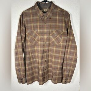 Kuhl Men's  Valencia Brown Long Sleeve Plaid Button Down Shirt Size Large